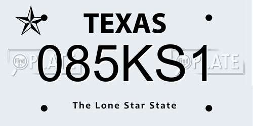 085KS1 Texas License Plate
