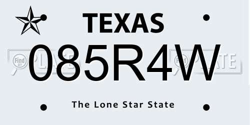 085R4W Texas License Plate