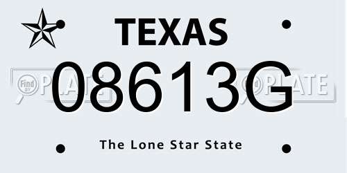 08613G Texas License Plate