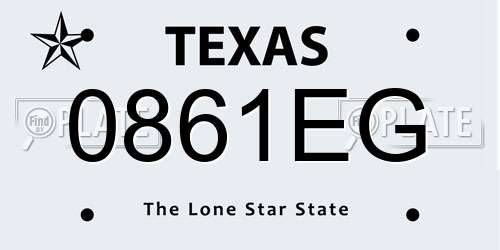 0861EG Texas License Plate