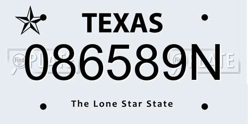 086589N Texas License Plate