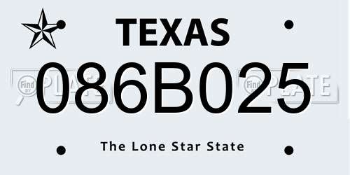 086B025 Texas License Plate