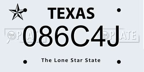 086C4J Texas License Plate