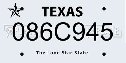 086C945 Texas License Plate