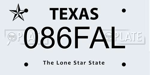 086FAL Texas License Plate