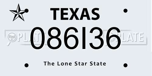 086I36 Texas License Plate