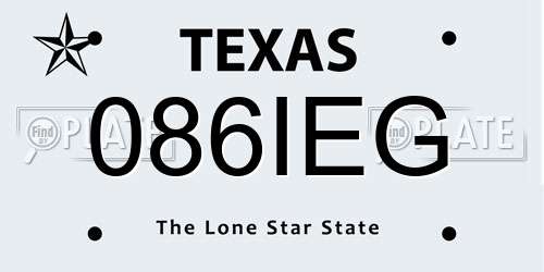 086IEG Texas License Plate