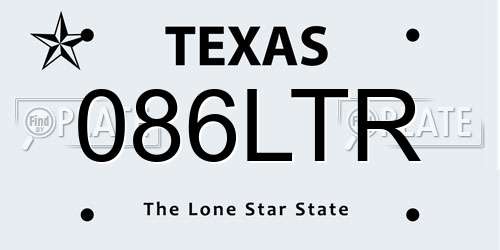 086LTR Texas License Plate