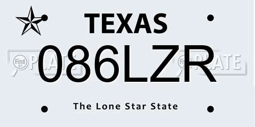 086LZR Texas License Plate