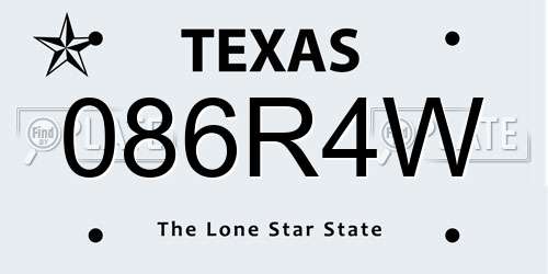 086R4W Texas License Plate