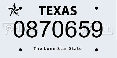 0870659 Texas License Plate