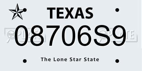 08706S9 Texas License Plate