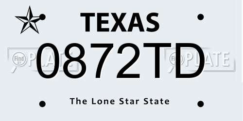 0872TD Texas License Plate