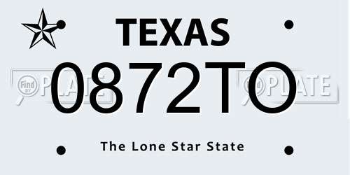 0872TO Texas License Plate