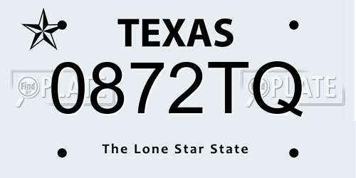0872TQ Texas License Plate
