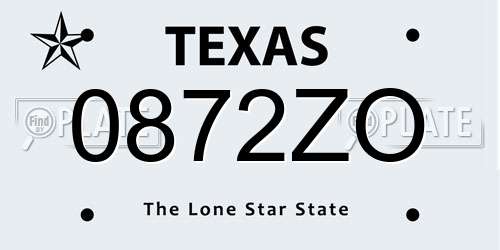 0872ZO Texas License Plate