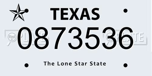 0873536 Texas License Plate