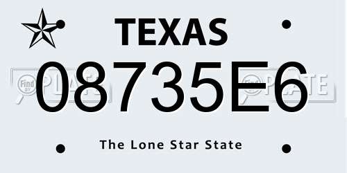 08735E6 Texas License Plate