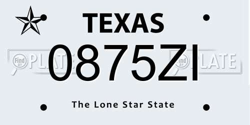 0875ZI Texas License Plate