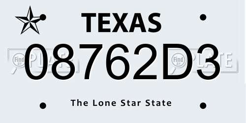 08762D3 Texas License Plate