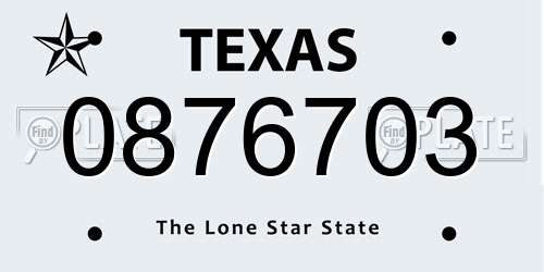 0876703 Texas License Plate