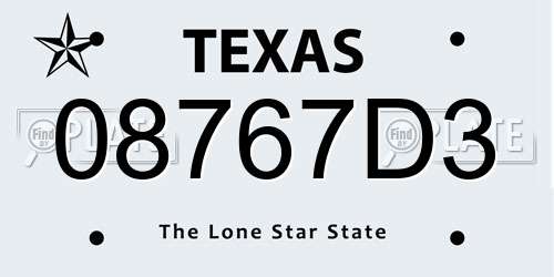 08767D3 Texas License Plate