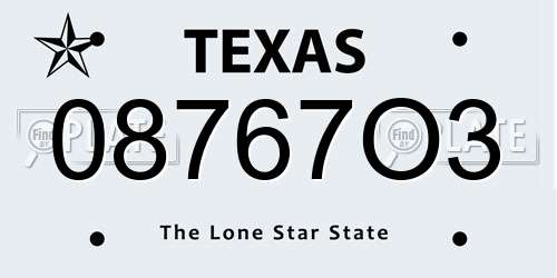 08767O3 Texas License Plate