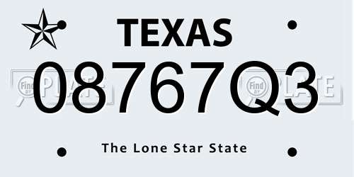 08767Q3 Texas License Plate
