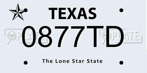 0877TD Texas License Plate