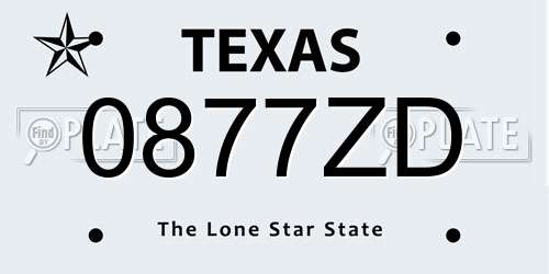 0877ZD Texas License Plate