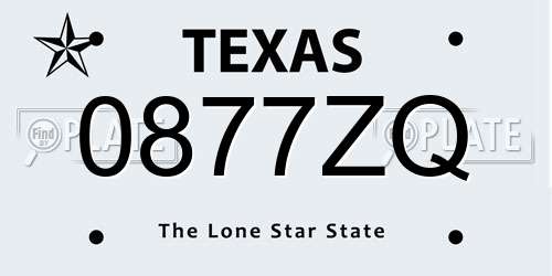 0877ZQ Texas License Plate