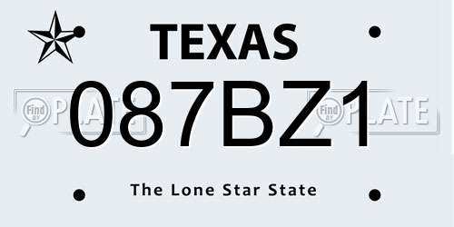 087BZ1 Texas License Plate