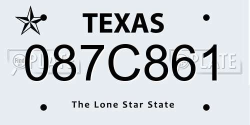 087C861 Texas License Plate