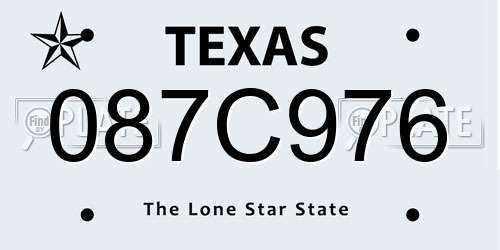087C976 Texas License Plate