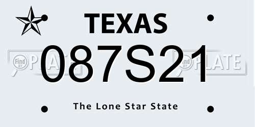 087S21 Texas License Plate