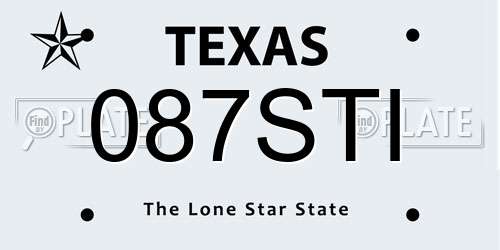 087STI Texas License Plate