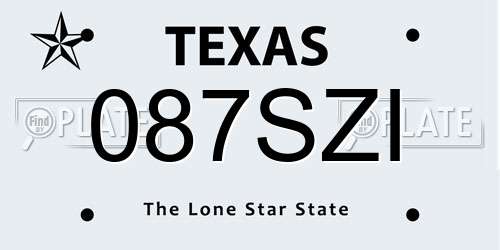 087SZI Texas License Plate