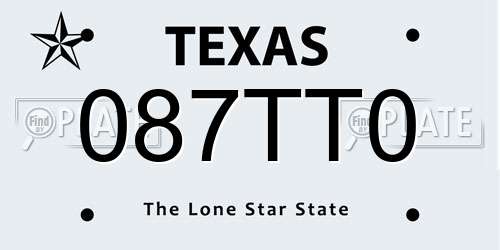 087TT0 Texas License Plate