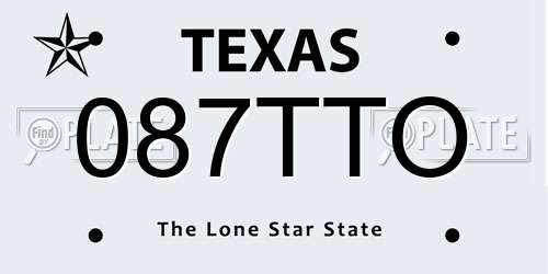 087TTO Texas License Plate