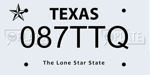 087TTQ Texas License Plate