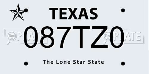 087TZ0 Texas License Plate