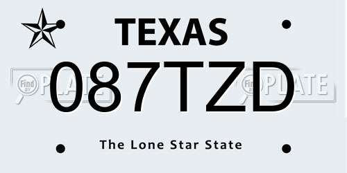 087TZD Texas License Plate