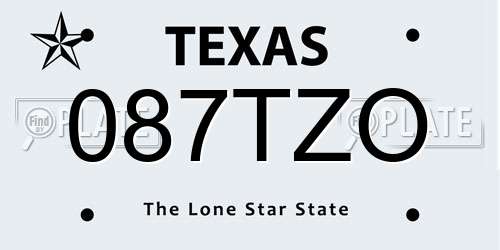 087TZO Texas License Plate