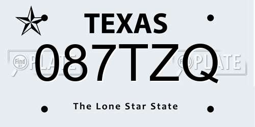 087TZQ Texas License Plate
