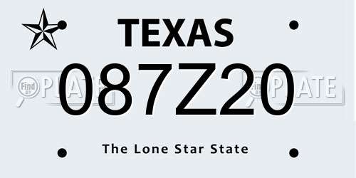 087Z20 Texas License Plate