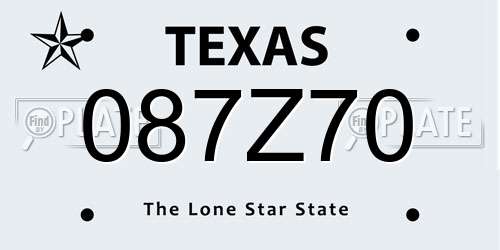 087Z70 Texas License Plate