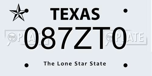 087ZT0 Texas License Plate
