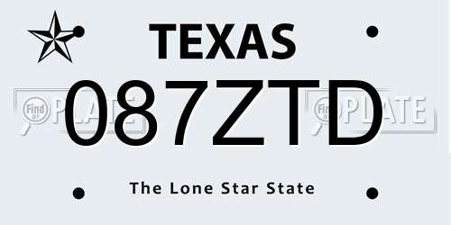087ZTD Texas License Plate