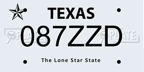 087ZZD Texas License Plate