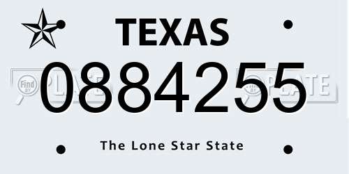 0884255 Texas License Plate